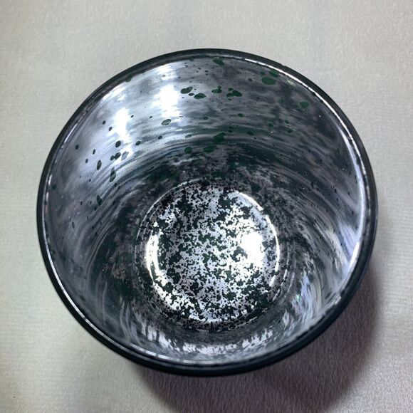 Glass Candle Holder Votive Tealight Christmas Holiday Snowflake Green Silver Joy - Picture 2 of 13